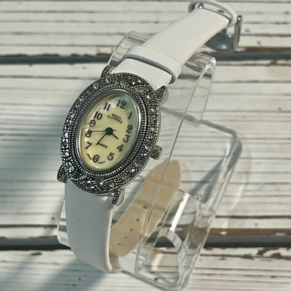 NEW BATTERY Vintage 90's‎ Watch Boca Classics Antique Victorian Mother Of Pearl